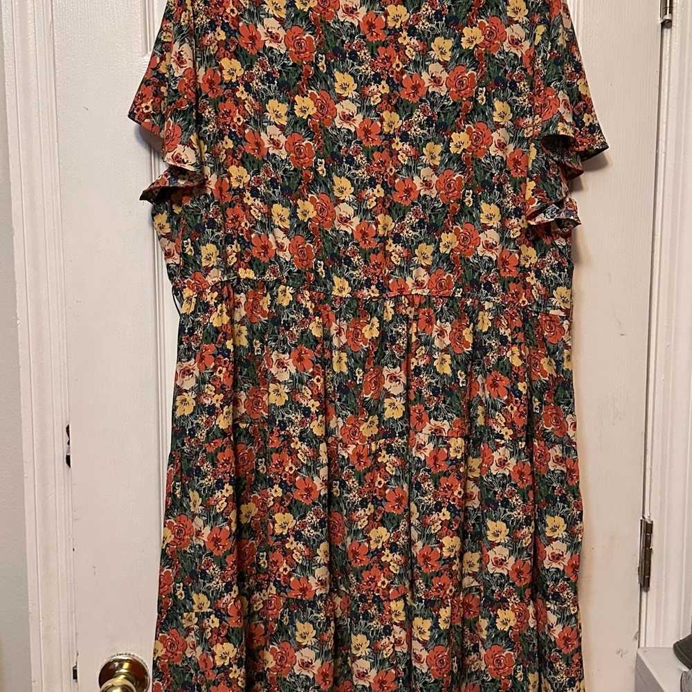 Agnes Orinda Three-Tiered Ruffle Sleeve Dress